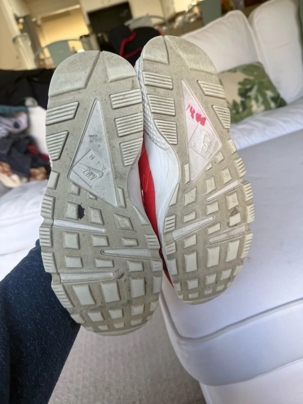 Nike Red Lace-Up Running Shoe with White Accents